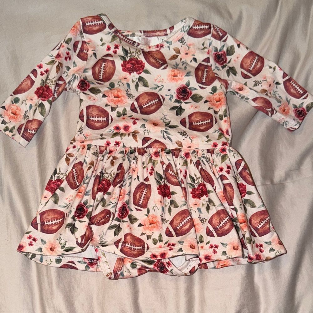 Charming Kids Dress with Football and Floral Design